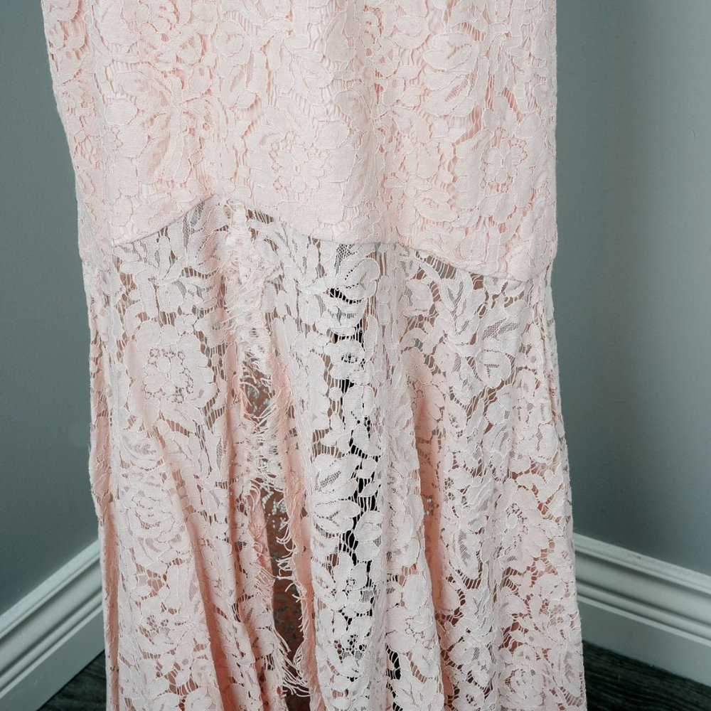 NWT Fame And Partners Pink Lace Mermaid gown - 10 - Picture 6 of 8